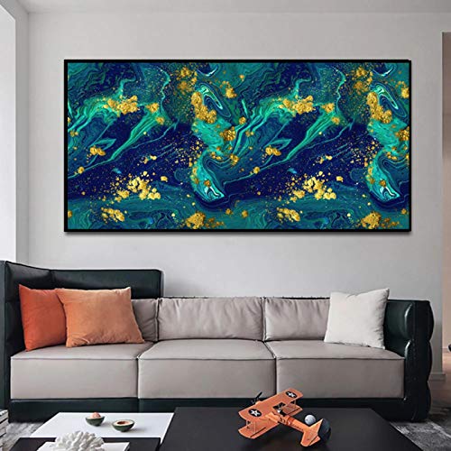Tableau abstrait vert nordique pour décoration murale du salon