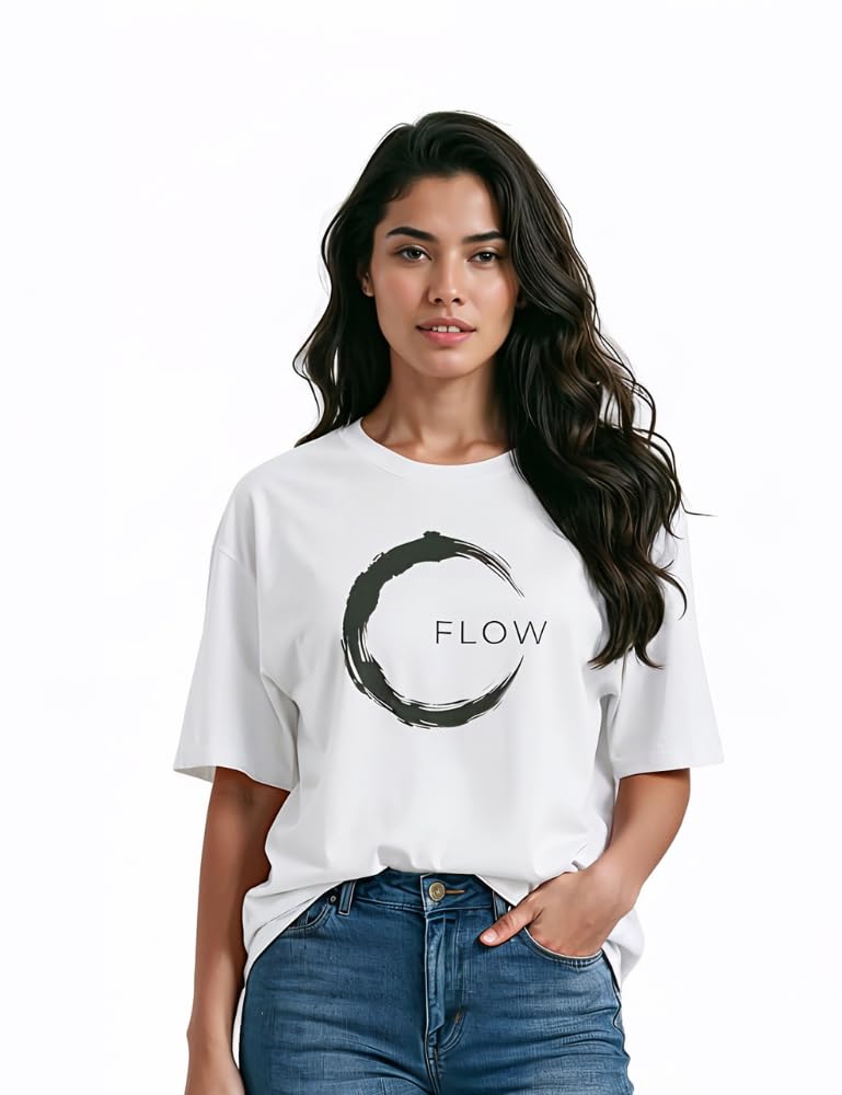 Women's 100% Combed Cotton Graphic Printed T-Shirt | Regular Fit Crew Neck Half Sleeve | Flow Graphic Design-picture-26