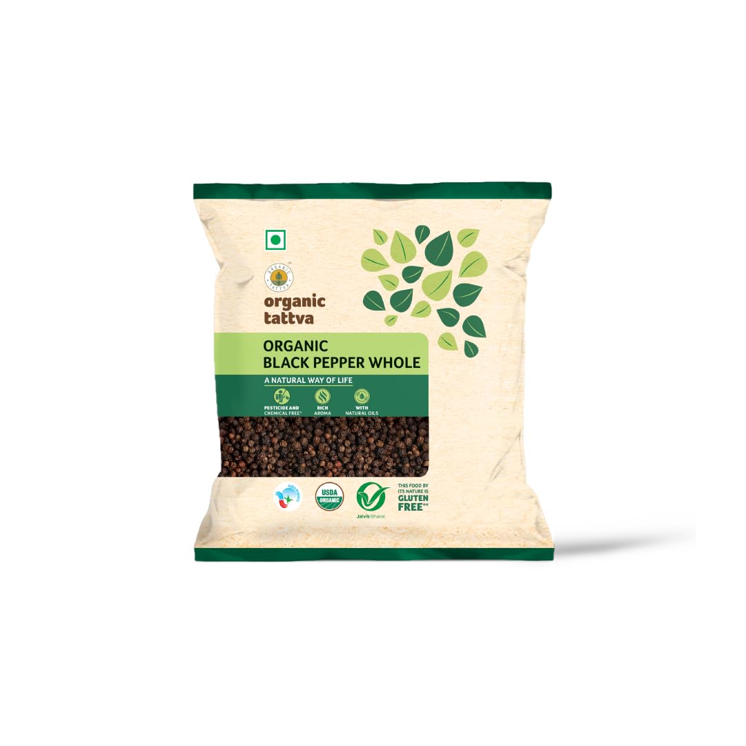 Organic Gluten Free Black Pepper/Kali Mirch - 100G | Naturally Processed, from Farm Picked Fresh Natural Seeds, No Artificial Additives