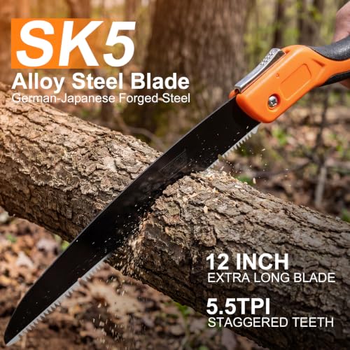 Hand Saw for Tree, 12 inch Folding Saw,Pruning Saws with High-Manganese Steel Teeth for Smooth and Precise Cuts. Handsaws for Camping, Gardening, Carpentry Camping Saw Portable. (orange) - Image 5