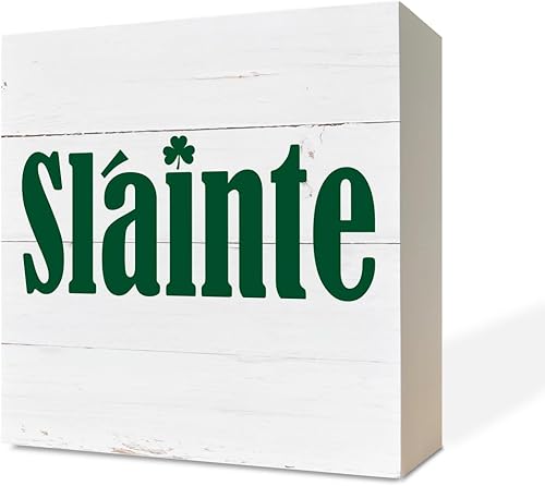 Miniatura 8 de Decoración del día de San Patricio, decoración de escritorio de caja de madera, letrero de caja de madera blanca, letrero de café irlandés, Día de
