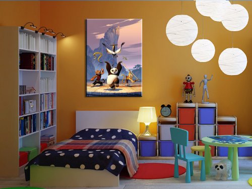 Poster Kung Fu Panda Chambre Enfant - Image Sur Châssis 100x70 Cm, Décoration Pop Art Enfant