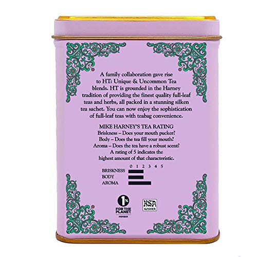 Image of Harney & Sons Caffeinated Blossom Green Tea Tin Sachets Pink 31629, Cherry, 20 Count (Pack of 4)