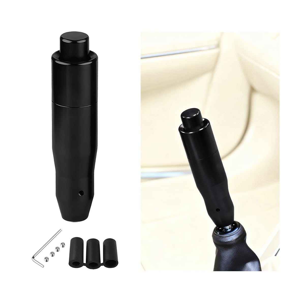 Zpana Car Automatic Gear Shift Lever, 5.7" Aluminum Alloy Vehicle Shifting Knob with M8 M10 M12 Adapter, AUT Shifter Handle Long Stick Gear Head, Fit Most Automatic Transmission Cars (Black)