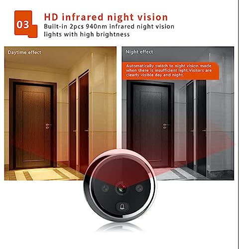 Digitsea 35001025 Video Door Viewer 1200Mah Build-In Lithium Battery Peephole Viewer Build-In Cyclic Storage Door Camera Outdoor Security Cam Door 3 Inch Lcd Screen 1Mp Camera thumb #3