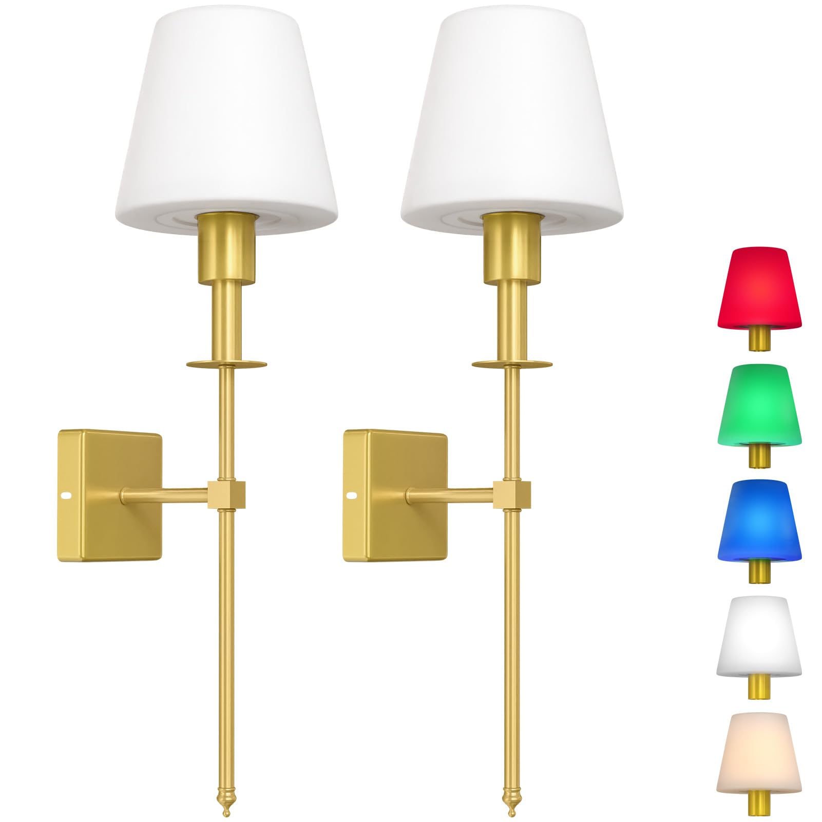 QIYVLOS Battery Operated Wall Sconce Set of 2,Wireless Sconces with Remote Dimmable Light Bulb,Battery Operated Sconces,Rechargeable Wall Lights for Bedroom,bar,Living Room,Gallery(Golden)