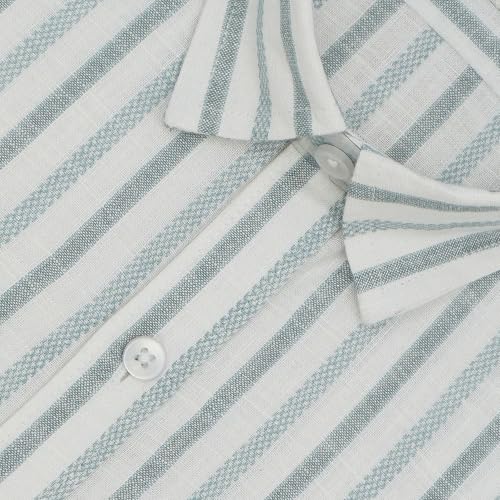 Image of GHPC Cotton Linen Striped Half Sleeves Regular Fit Formal Shirt for Men