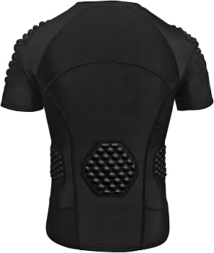 Topeter Football Padded Shirt for Men, Compression Rib Protector Shirts with Rib/Chest/Shoulder/Back Pads