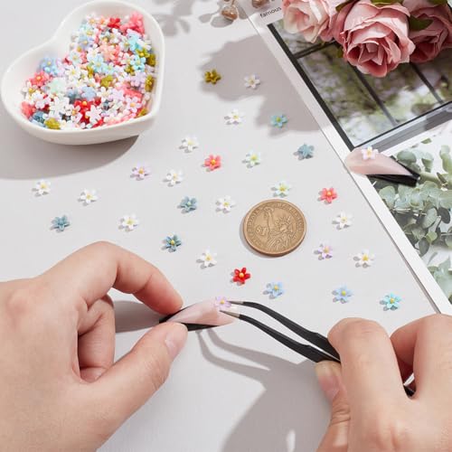 NBEADS 300 Pcs Mini Resin Flower Charms - Image 3