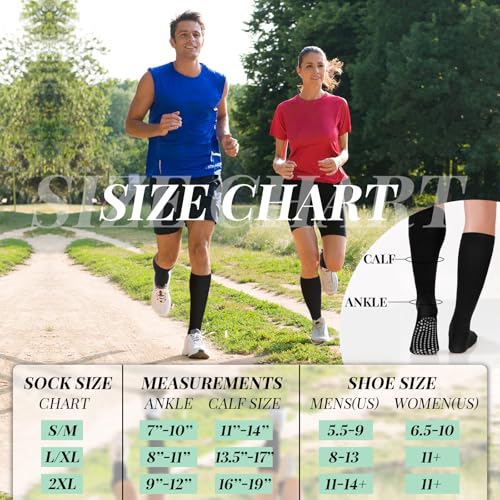 Xtinmee 6 Pairs Compression Socks for Women Men 20-30 mmHg Anti Skid Hospital Compression Sock with Non Slip Grips for Safety2