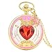 Sailor Moon Statyed Case Reloj de Bolsillo, Reloj de Collar Accesorio Femenino Delicado Red Star Joyería Regalos