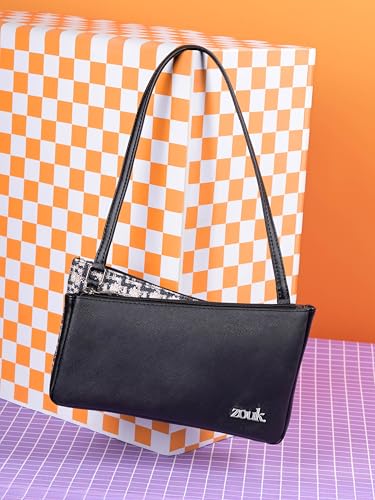 Image of ZOUK Kiya Small Shoulder Bag for Women - Dual-Sided Shoulder Bag with Criss-Cross Design| Handcrafted Purse with Dual Zipper Compartments & Water-Resistant Lining |