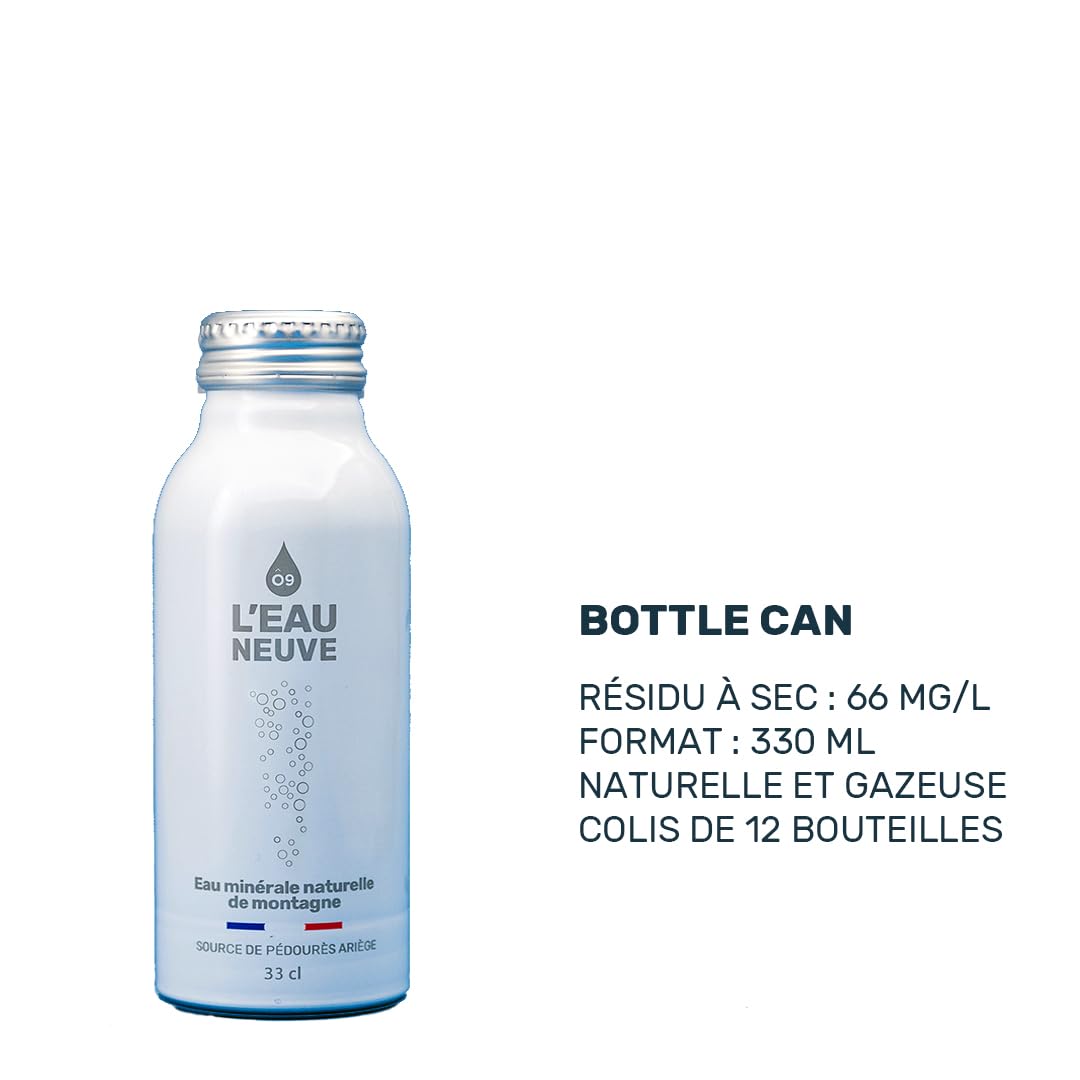 Bottle Can Eau Neuve 12 Bouteilles x 33cl | Eau minérale naturelle Gazeuse avec adjonction de CO2