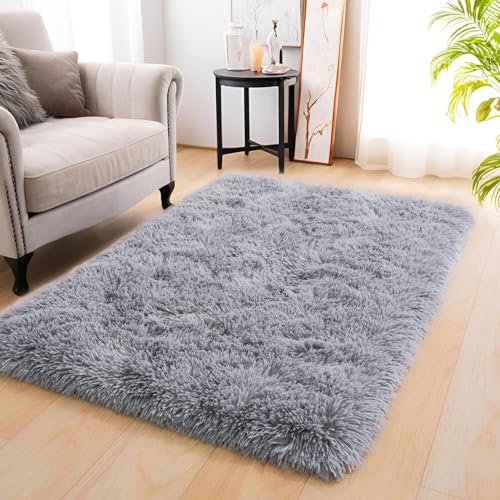 Image of 2x3 feet Soft Runner Rug for Living Room and Bedroom, Modern Indoor Floor Carpet with Non-Slip Backing, Comfortable Decorative Home Decor Rug, Easy Clean & Durable- (Grey, Rectangular)
