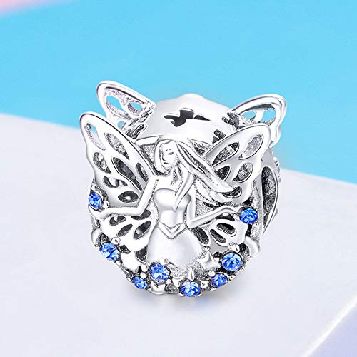 Lkwidi Donna Ciondolo-Blue Daisy Argento 925 Colgantes con Zirconia cubica per Charm Bracciale
