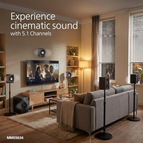 Image of Philips MMS5634 /94 5.1 Bluetooth Speaker System for Home, 100W Multimedia Speakers with Powerful woofer, Wireless Audio Streaming, Surround Sound Speakers for TV, Laptop with Remote Control (Black)