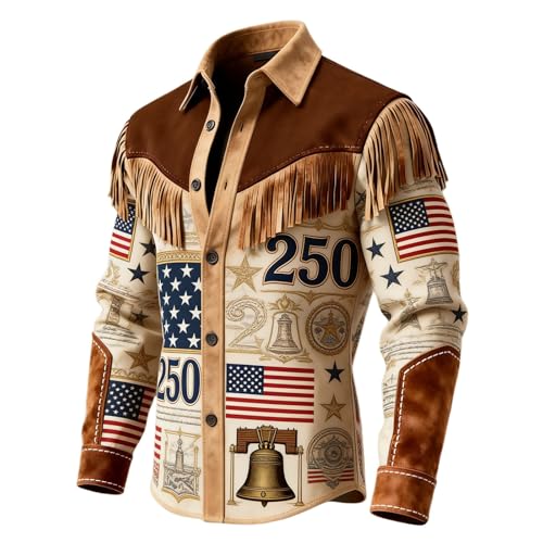 Chemise en jean style western avec franges et boutonnière rétro