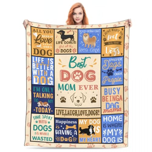 KoMico Manta para mamá de perro para mujeres para amantes de los perros y dueños de perros, manta suave y acogedora con temática de perro, regalo ideal para mamá de perro para mujeres, 150 x 130 cm KoMico Manta para mamá de perro para mujeres para amantes de los perros y dueños de perros, manta suave y acogedora con temática de perro, regalo ideal para mamá de perro para mujeres, 150 x 130 cm