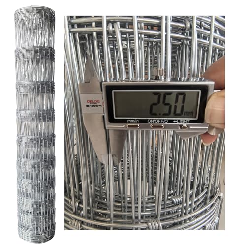 Heavy Duty Farm Fence 4ft X 100ft, 2.5mm Galvanized Woven Wire Fencing for Goat, Cattle, Deer, Hog, Livestock, Yard and Animal Protection