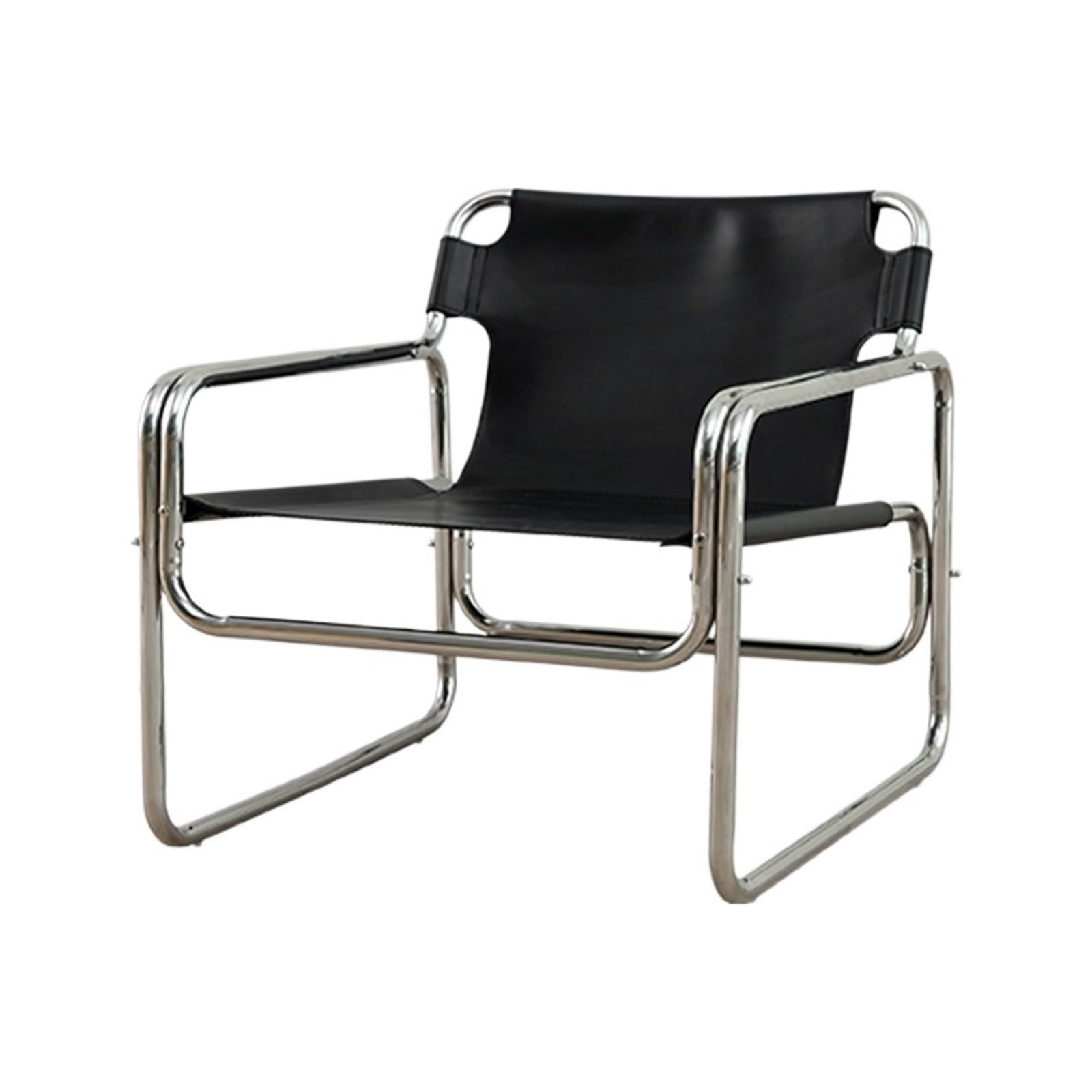 FULLOVE Sedia nordica Bauhaus Mobili Medio-antichi Ins Moda Schienale reclinabile in Acciaio Inossidabile Divano Singolo for Il Tempo Libero 2023(Color:Black)