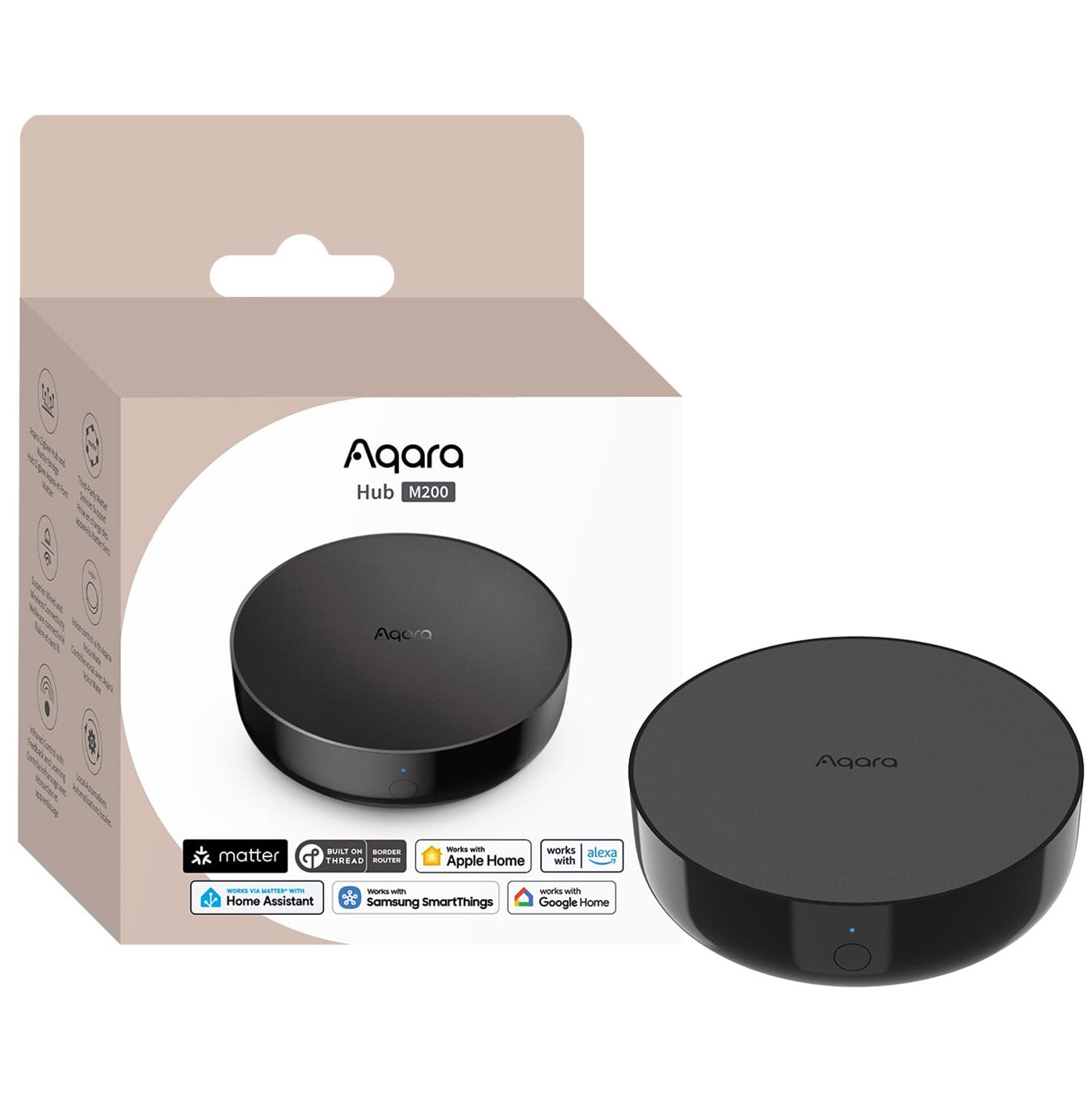 Aqara Smart Home Hub M200, Multi-Protokoll Wi-Fi 6, Matter/Thread/Zigbee 3.0/Bluetooth 5.1, 128 Geräte, Integriertes IR, Dual-Band 2,4 GHz/5 GHz, kompatibel mit Alexa, Google Home, und HomeKit, PoE