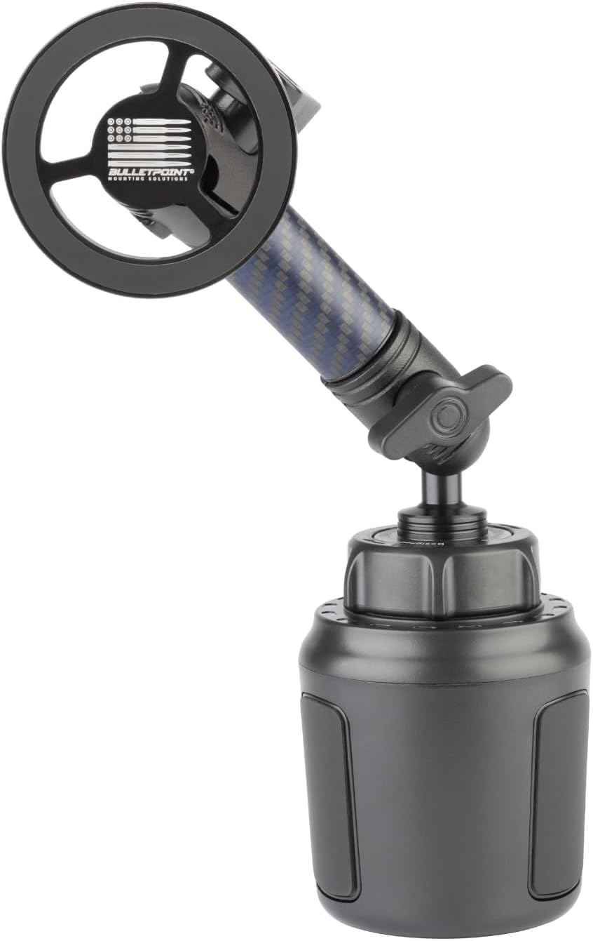 Bulletpoint Adjustable Universal Cup Holder Phone Mount for Car with Carbon Fiber Kevlar Arm Compatible with iPhone Samsung Google Smartphones (MagSafe Phone Holder)