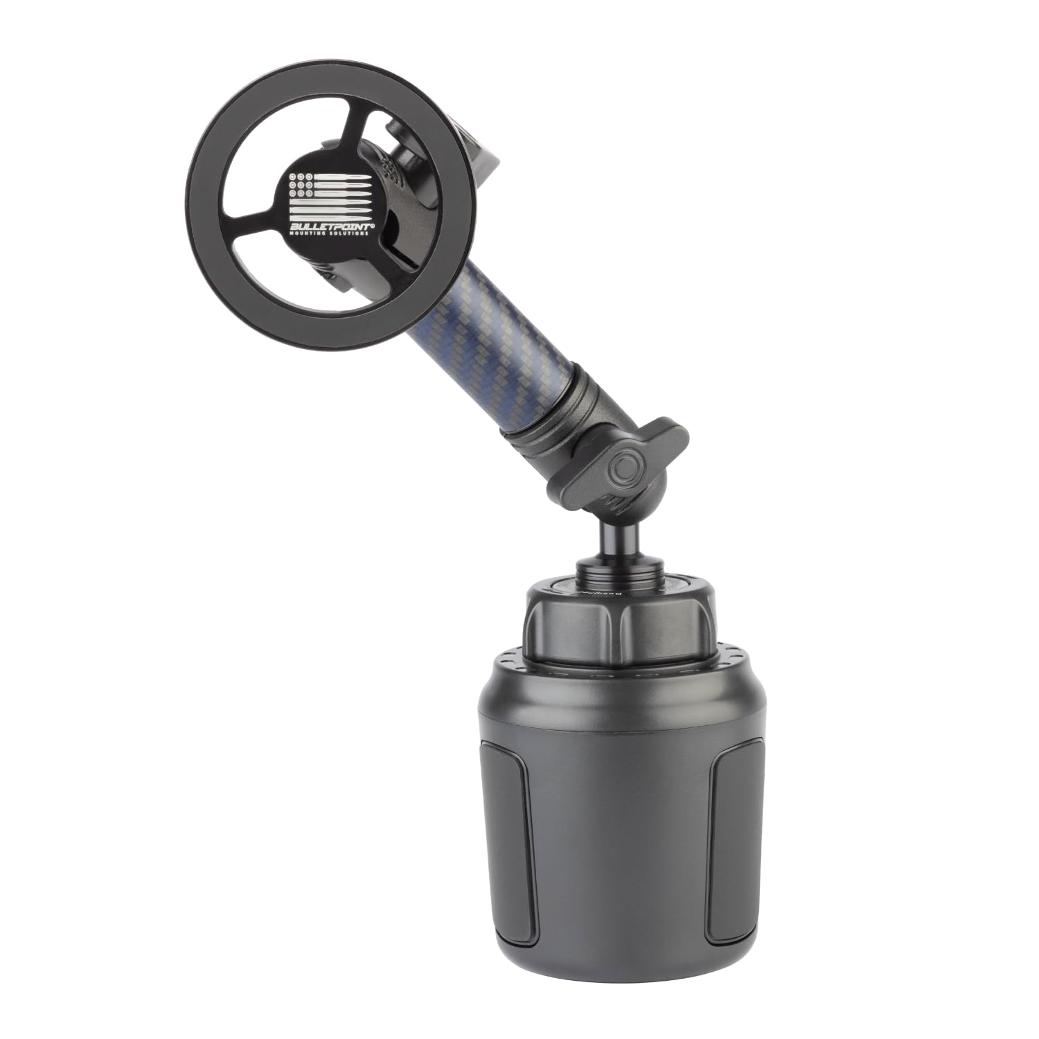 Bulletpoint Adjustable Universal Cup Holder Phone Mount for Car with Carbon Fiber Kevlar Arm Compatible with iPhone Samsung