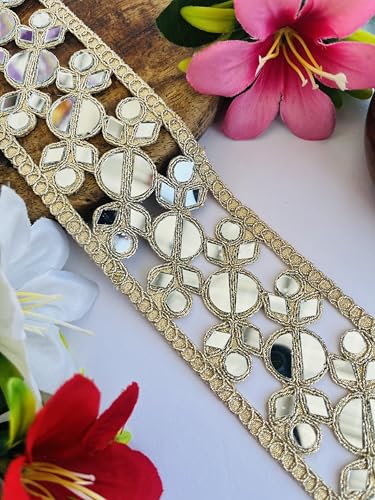 Dentelle zari dorée indienne de 5,8 cm de large pour customiser vos robes - 3