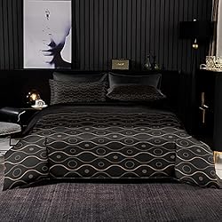 Textil Hogar Fundas Nordicas LUOWAN 3 Cremallera Funda Nórdica Textil para El Hogar 3D Funda de Almohada para Niños King 240 x 260 CM Marrón Negro Arte Funda Nórdica de Tela para Cama
