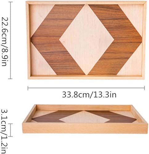 Miniatura 2 de Bandeja de té YJ con costura de madera maciza, bandeja de madera para el hogar, vajilla de frutas, adecuado para postres, bebidas, bebidas y