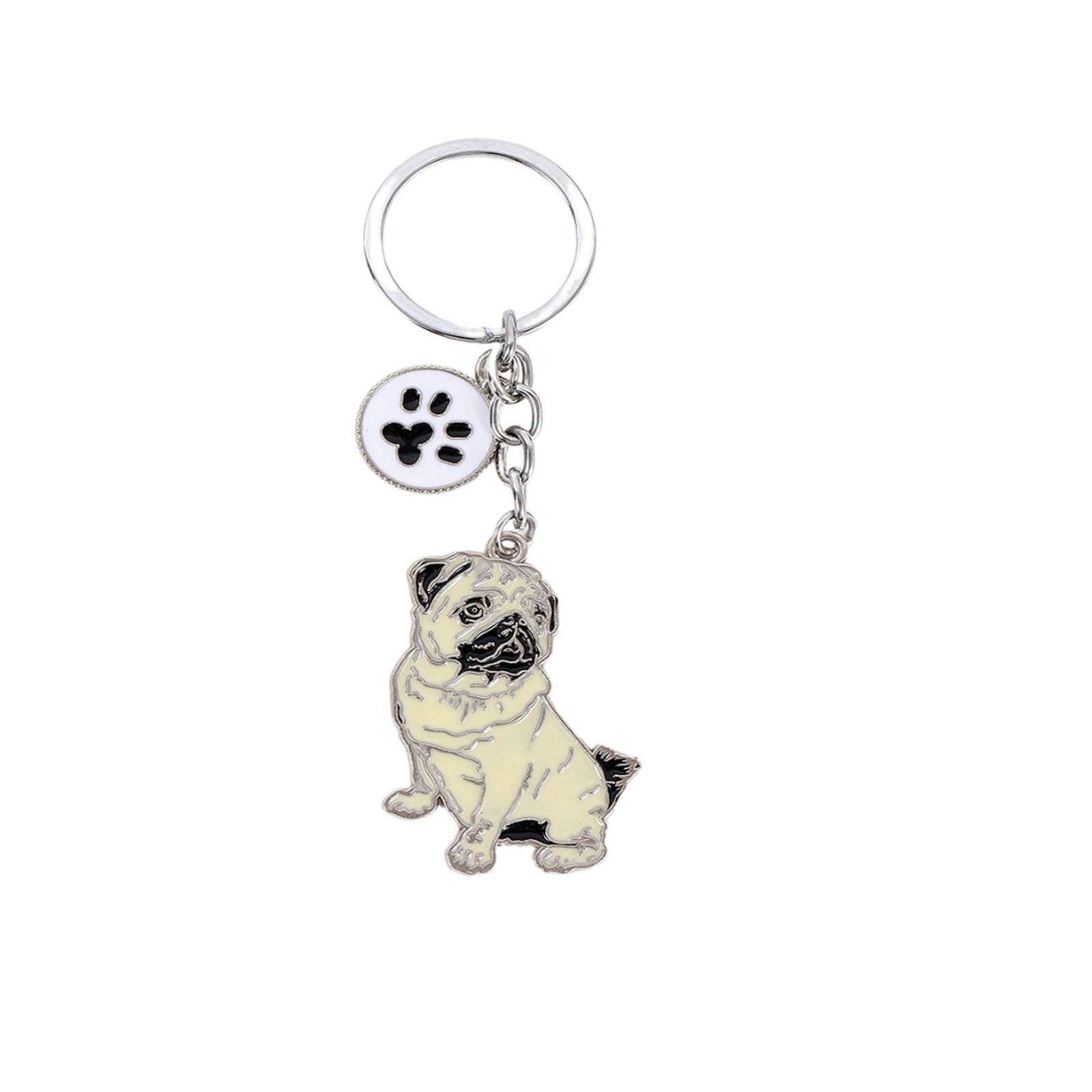 Bt Bear Unisex Pug Dog Keychain,Dog Id Tag Cute Metal Dog Keychain Keyring Keyfob Bag Charm,