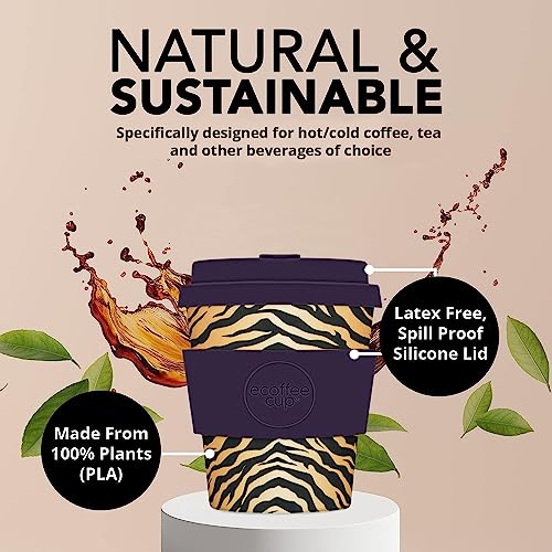 Ecoffee Cup 8oz 240ml Reusable Eco-Friendly 100% Plant Based Coffee Cup with Silicone Lid & Sleeve - Image 4
