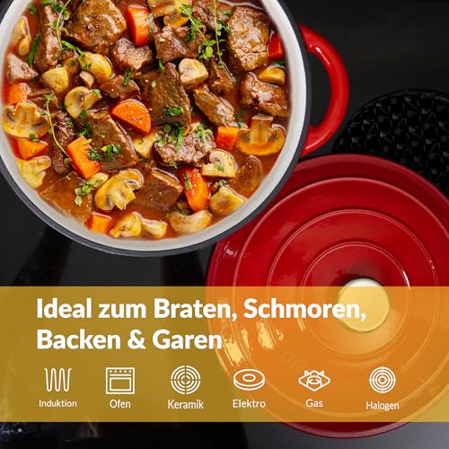Chefarone Gusseisen Topf 26 cm 4,7 L Emailliert Cocotte Bräter – Ansicht 6