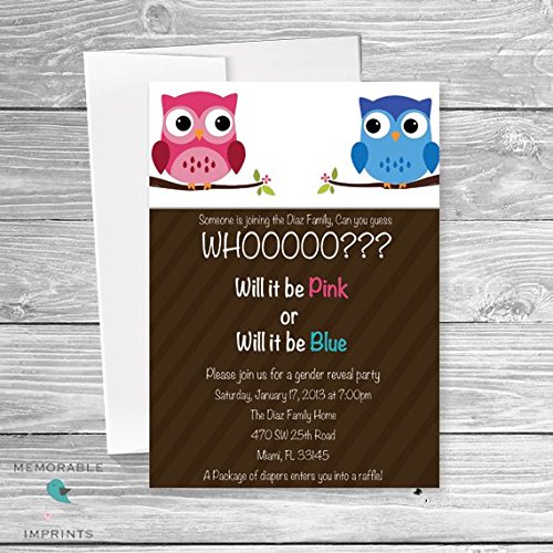 Owl Gender Reveal Invitations Gender Reveal Invitations Cute Gender Reveal