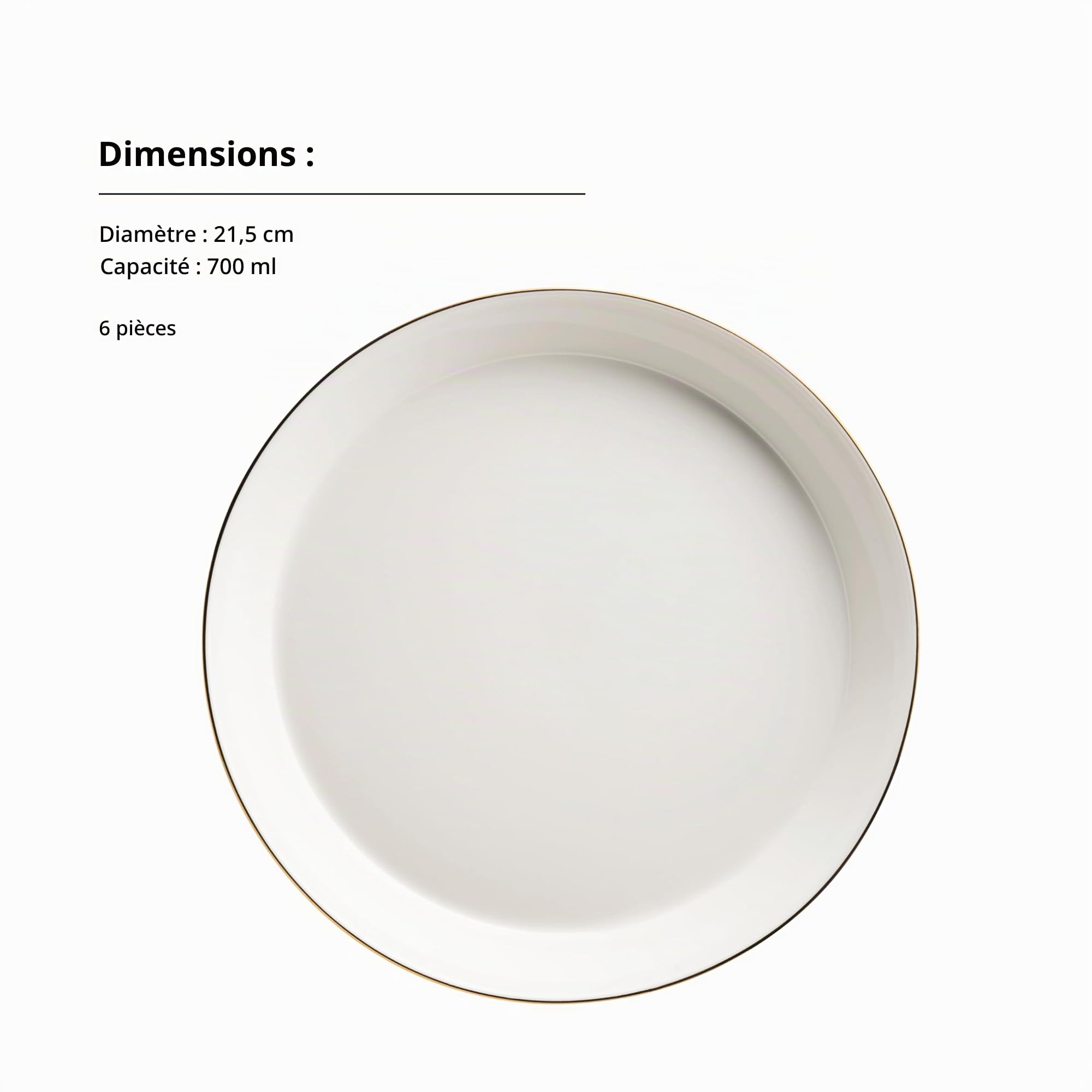 MÄSER, Série Sita Service d'assiettes pour 6 personnes, vaisselle en porcelaine blanche avec bord doré, sobre, élégant, porcelaine, blanc