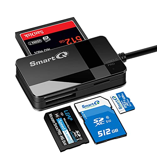 SmartQ C368 Pro USB 3.0 Multi-Card Reader, Plug N Play, Apple and Windows Compatible, Powered by USB, Supports CF/SD/SDHC/SCXC/MMC/*MMC Micro/*RS MMC/*Mini SD/Micro SD/MS Duo/MS Pro/MS Pro