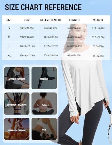 Image of Venzina Women's Long Sleeve Yoga Top with UPF 50 Sun Protection | Quick-Dry Shirt with Thumbholes & Asymmetrical Knotted Hem |Running, Dance, Exercise