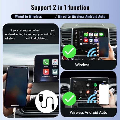Dongle CarPlay inalámbrico con adaptador de conversión estable para vehículos y RV 4