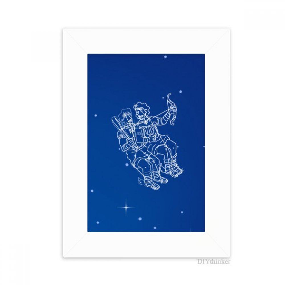 Cadre photo blanc 10x15 cm au motif constellation des Gémeaux pour décoration de bureau