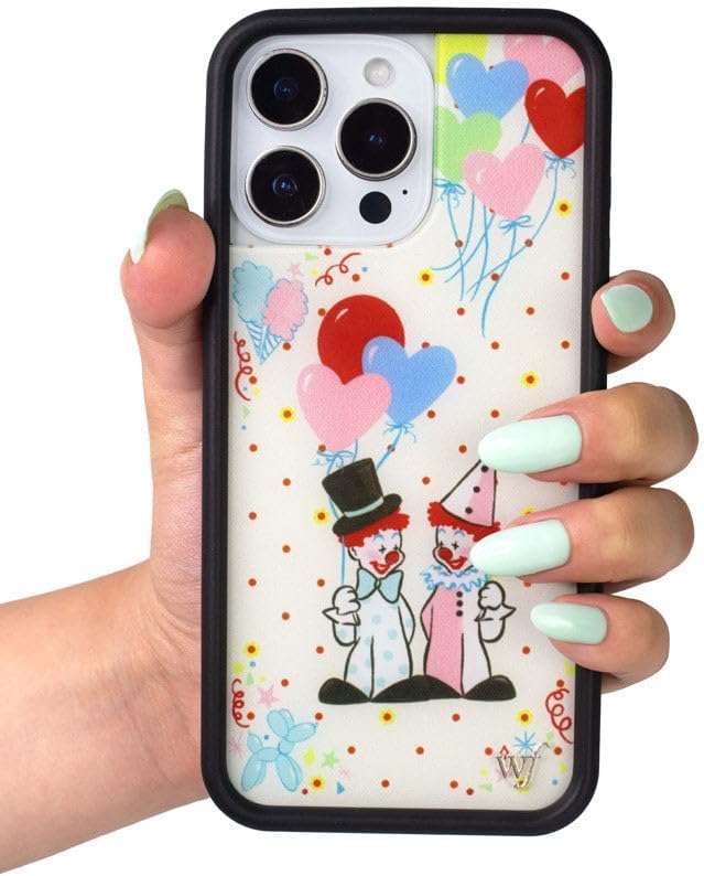 Wildflower Cases - Compatible with iPhone 17 Pro Max | Protective Black Bumper, 4ft Drop Test Certified, Women Owned Small Business | Clown Balloon Polka Dot Trendy Triplets | Collab - Nick Sturniolo