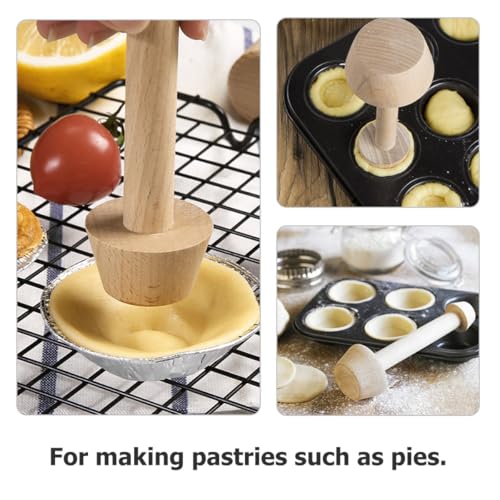 Miniatura 9 de Doitool Moldeador De Tartas De Madera Cabezal Doble, Apisonador Para Tartaletas De Huevo, Herramienta De Cocina Versátil Para Bases De Tarta, Tamaño Estándar, Uso En Repostería Casera