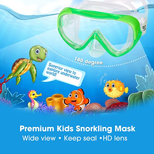 Image of Kids Snorkel Swim Mask, Child Diving Mask Anti-Fog Swim Goggles with Nose Cover for Snorkeling Diving Swimming