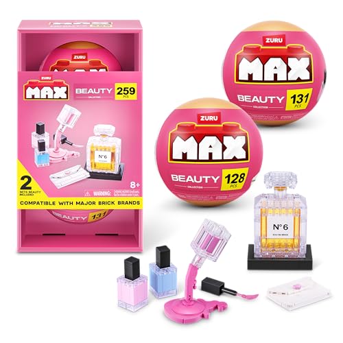 MAX Build More Premium Beauty Collection 2 Pack (Perfume & Nail Polishes) by ZURU Novelty Unboxing Toy & Building Brick Collectible Minis with 259 Pieces