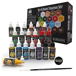 Grinning Gargoyle - Sci-Fi Miniature Paint Set - Paints for Miniatures - 20x Assorted 18ml Colours with a Paint Brush - Science Fiction Painting Starter Set - Warpaint Hobby Box for Aliens
