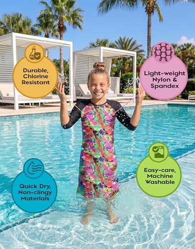 Image of Girl One Piece Modest Long Sleeve Swim Dress