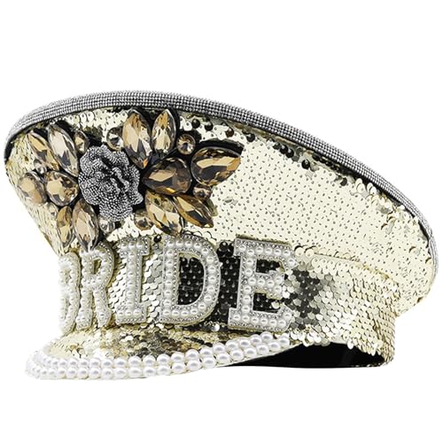 Chapeau de capitaine de mariée perles résout le manque d'éclat en réception