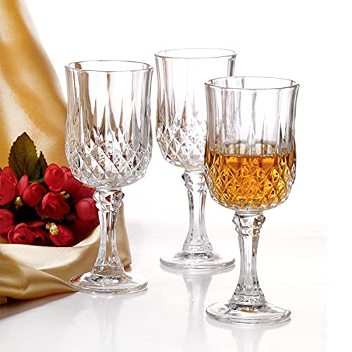 Image of Italian Style Classic White or Red Wine Glasses 230 ml Premium Crystal Clear Diamond Cut Glass | Perfect for Cocktail, Brandy, Mocktail, Champagne Set of (Big cry 250 ml$, 8)