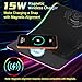 Large Gaming Mouse Pad with Magnetic Wireless Charger 15W Fast Charging, RGB Light LED Mousepad Desk Mat, Smooth Surface, Anti-Slip Rubber Base, Keyboard Pad for Gaming, MacBook, PC, Laptop - Black