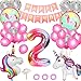 Ballons Décoration Anniversaire Fille 2 Ans, Techextra Ballon Licorne Décoration D'anniversaire Fête avec “HAPPY BIRTHDAY”, Decoration Anniversaire Ballon pour 2 ans Fille