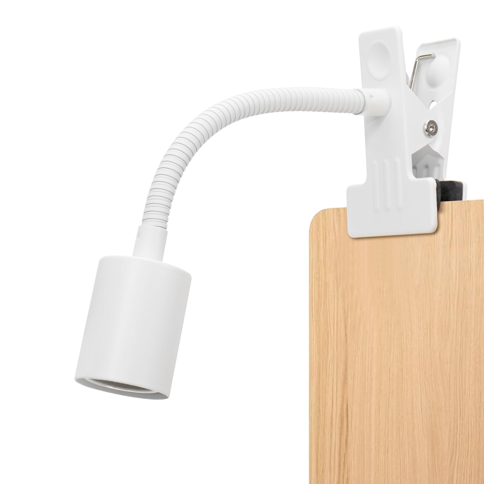 Milpoel E27 Lampenfassung mit Clip, 360° verstellbarer Schwanenhals, 175cm langes Kabel mit Schalter und Stecker, Klemmleuchte für Pflanzen, Tiere, Tischlampe, ohne Glühbirne (Weiß, 1 Stück)